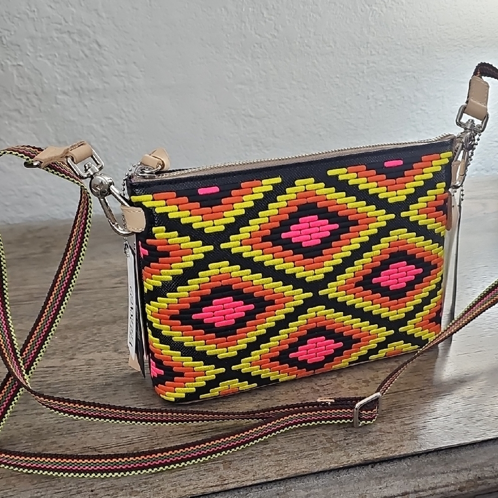 Consuela Vibrant Black and Pink Crossbody Bag